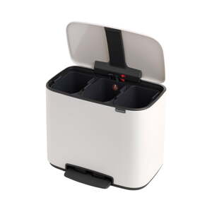 Biely oceľový odpadkový kôš na triedený odpad/pedálový 33 l Bo – Brabantia