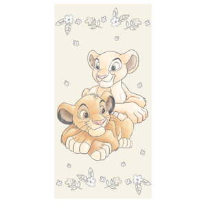 Svetložltá bavlnená detská osuška 70x140 cm Lion King – Jerry Fabrics