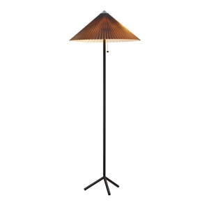 Čierno-sivá stojacia lampa s textilným tienidlom (výška 140 cm) Plisado – Markslöjd