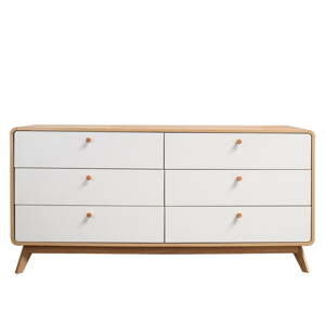 Biela/v prírodnej farbe nízka komoda v dekore duba 150x74 cm Caitlin – Støraa