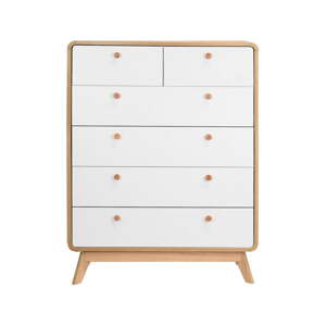 Biela/v prírodnej farbe vysoká komoda v dekore duba 81x104 cm Caitlin – Støraa