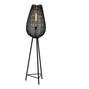 Matne čierna stojacia lampa s kovovým tienidlom (výška  145 cm) Yumi – Light & Living