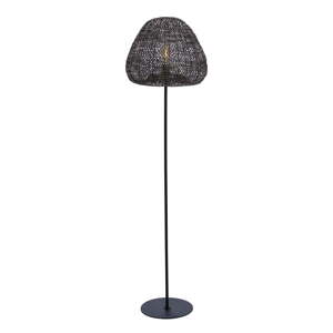 Matne čierna/v bronzovej farbe stojacia lampa s kovovým tienidlom (výška  162 cm) Finou – Light & Living