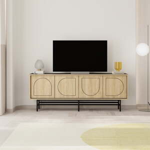 TV stolík v dekore duba v čierno-prírodnej farbe 149,5x56,5 cm Giana – Marckeric
