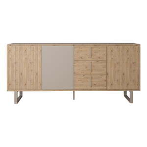 Sivá/v prírodnej farbe nízka komoda v dekore duba 180x80 cm Millay – Marckeric