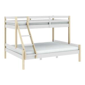 Biela poschodová detská posteľ z borovicového dreva 90x190/140x190 cm Livia – Marckeric