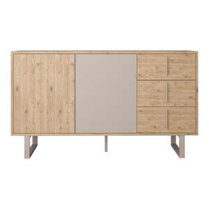 Sivá/v prírodnej farbe nízka komoda v dekore duba 140x80 cm Millay – Marckeric