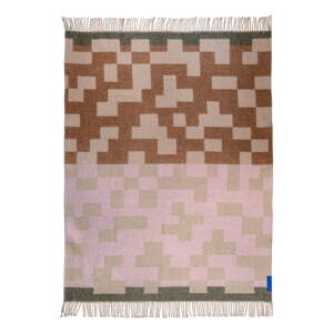 Ružová/hnedá deka s prímesou vlny 130x190 cm Maze – Mette Ditmer Denmark
