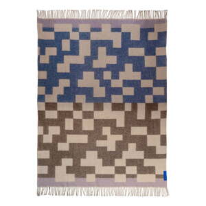 Modrá/hnedá deka s prímesou vlny 130x190 cm Maze – Mette Ditmer Denmark