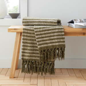 Zelená zamatová deka 130x170 cm Stripe Chenille – Catherine Lansfield