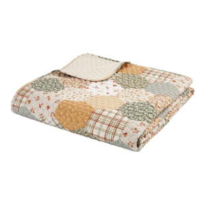 Žltý/béžový prešívaný pléd 220x230 cm Floral Patchwork – Catherine Lansfield