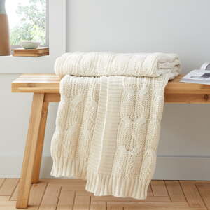 Biela/béžová pletená deka 130x170 cm Chunky Marl Knit – Catherine Lansfield