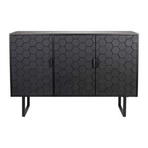 Čierna nízka komoda z borovicového dreva 135x90 cm Linc – White Label