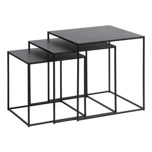 Čierne kovové konferenčné stolíky v súprave 3 ks 50x50 cm Pebble – Unique Furniture