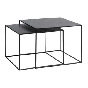 Čierne kovové konferenčné stolíky v súprave 2 ks 65x65 cm Pebble – Unique Furniture
