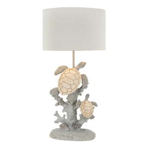 Biela/sivá stolová lampa s textilným tienidlom (výška  63,5 cm) Turtle – Mauro Ferretti