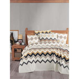 Béžový/krémovobiely bavlnený pléd 200x230 cm Pique – Mila Home