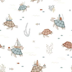 Detská tapeta z netkanej textílie 10 m x 50 cm Sea Turtles – Lilipinso