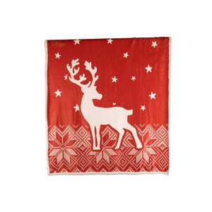 Červená deka s vianočným motívom s baránkom 130x150 cm – Tiseco Home Studio
