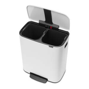 Biely oceľový odpadkový kôš na triedený odpad/pedálový 60 l Bo – Brabantia