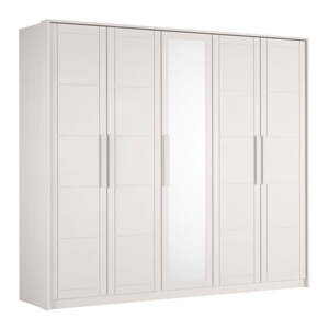 Biela šatníková skriňa z bukového dreva so zrkadlom 252x220 cm Timo – Olivia Living