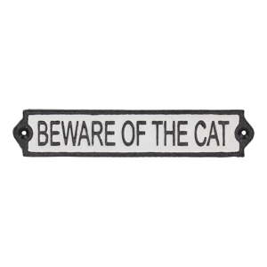 Liatinová ceduľa 26x5 cm Beware of the Cat – Esschert Design