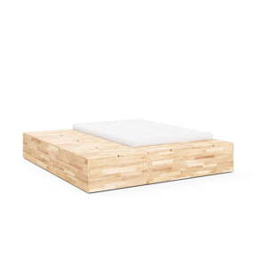 Dvojlôžková posteľ z borovicového dreva s úložným priestorom s roštom v prírodnej farbe 160x200 cm Basement Bed – Karup Design