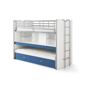 Modrá poschodová posteľ s knižnicou a úložným priestorom Vipack Bonny, 220 × 100 cm