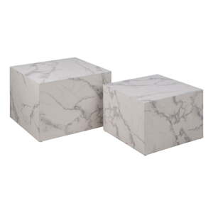 Biele konferenčné stolíky v dekore mramoru v súprave 2 ks 58x58 cm Dice – Actona