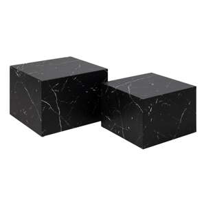 Čierne konferenčné stolíky v dekore mramoru v súprave 2 ks 58x58 cm Dice – Actona