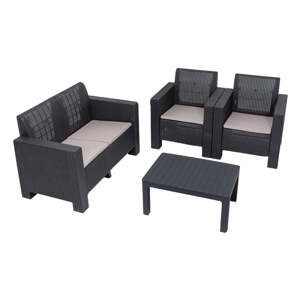Antracitová záhradná lounge súprava pre 4 Aksu – Floriane Garden