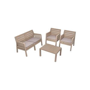 Béžová záhradná lounge súprava pre 4 Lara – Floriane Garden