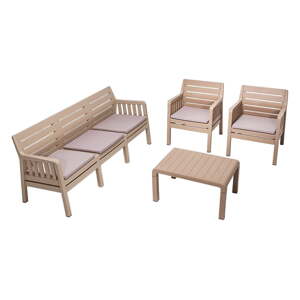Béžová záhradná lounge súprava pre 5 Lara – Floriane Garden