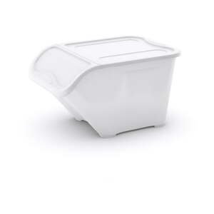 Biely plastový úložný box s vekom 55x39x32 cm All In Box – KIS
