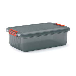 Sivý plastový úložný box s vekom 59x39x18 cm K Latch Box – KIS