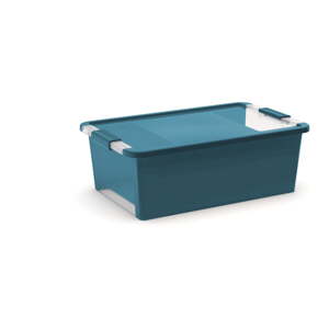 Plastový úložný box s vekom v petrolejovej farbe 55x35x19 cm Bi-Box – KIS
