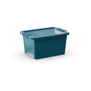 Plastový úložný box s vekom v petrolejovej farbe 36,5x26x19 cm Bi-Box – KIS