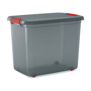 Sivý plastový úložný box s vekom 59x39x45 cm K Latch Box – KIS
