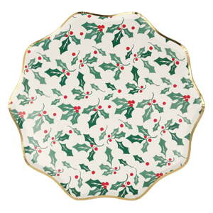 Papierové jednorazové tácky v súprave 8 ks Holly Pattern – Meri Meri