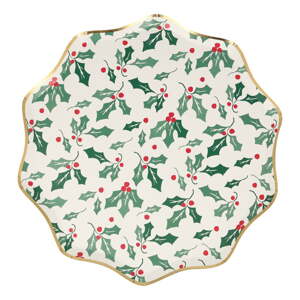Papierové jednorazové tácky v súprave 8 ks Holly Pattern – Meri Meri