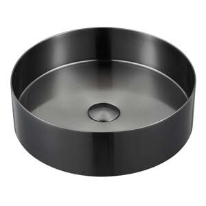 Čierne okrúhle umývadlo nerezové ø 38 cm Aurum – Sapho
