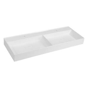 Biele dvojumývadlo z liateho mramoru 119x44 cm Godiva – Sapho