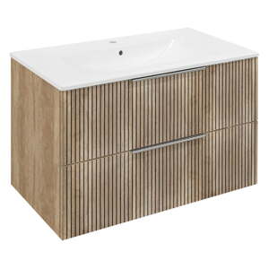 Závesná skrinka bez umývadla v dekore duba v prírodnej farbe 80x52 cm Cirasa – Sapho