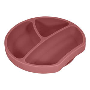 Silikónový detský tanier v tehlovej farbe 19x20,5 cm Dusky Pink – Kindsgut