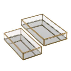 Kovové dekoratívne tácky v súprave 2 ks 14x24 cm – Casa Selección