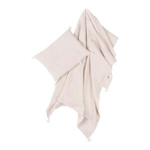 Krémovobiela mušelínová detská deka a vankúš v súprave 100x130 cm Muslin Linen – Malomi Kids