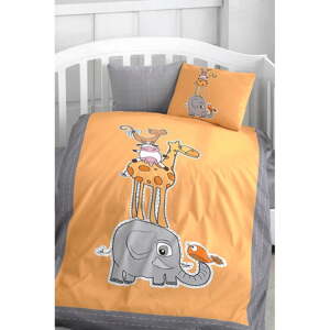 Bavlnená detská obliečka do postieľky s plachtou/4-dielna 100x150 cm Orange Animal – Mila Home