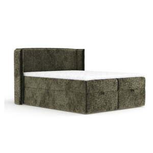 Tmavozelená boxspring posteľ s úložným priestorom 200x200 cm Passion – Maison de Rêve