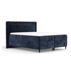 Tmavomodrá boxspring posteľ s úložným priestorom 180x200 cm Voyage – Maison de Rêve