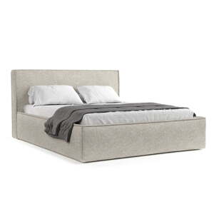 Béžová čalúnená dvojlôžková posteľ s úložným priestorom s roštom 200x200 cm Lounge L – Maison de Rêve
